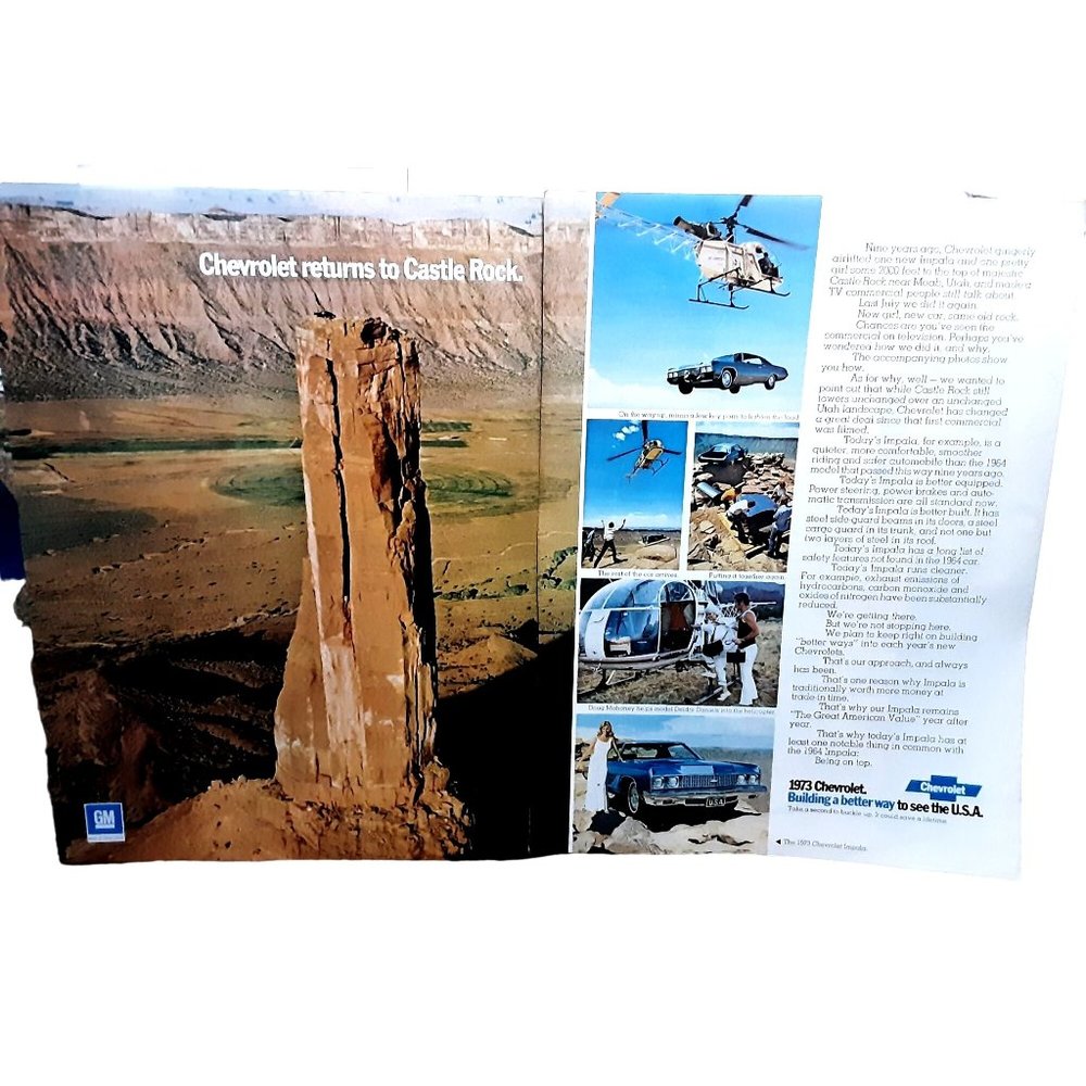 1973 Chevy Impala Returns To Castle Rock 2 Page Print Ad vintage 70s